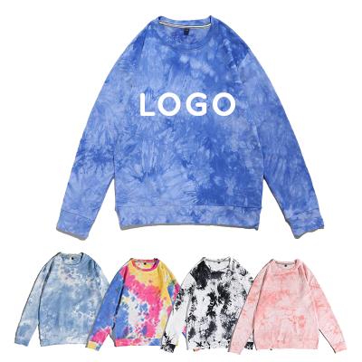 China Breathable Wholesale Crewneck Printed Heavy Dye Hoodie Sweatshirt Cotton Tie Embroidery Logo Unisex Hoodies for sale