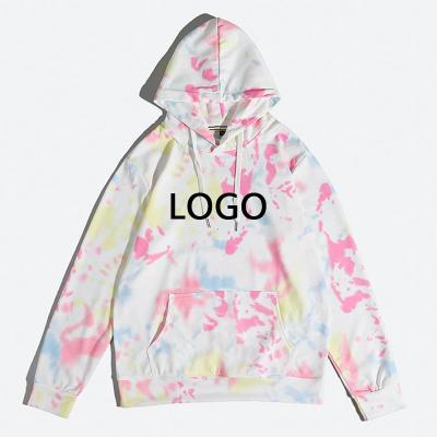 China wholesale Anti-wrinkle cotton tie dye printed sweatshirt women pullover hoodie embroidery tie dye hoodie custom logo for sale