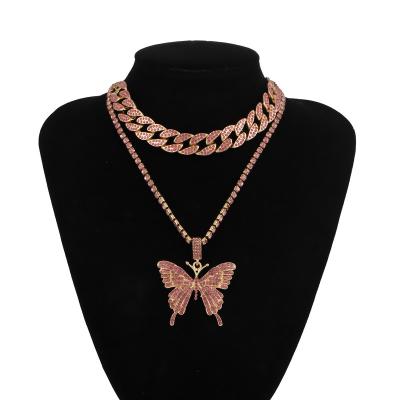 China Fashion Superstarer Price Diamond Tennis Butterfly Crystal Necklaces Women Cheap Choker Necklace Jewelry Wholesale for sale