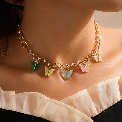 China Customized Superstarer Statement Gold Butterfly FASHION Geometric Cuban Chain Necklace for sale