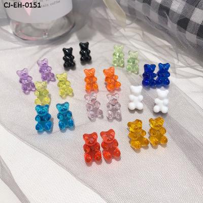 China FASHIONABLE Soft Color Couple Candy Superstarer Korea Cute Cartoon Bear Stud Earrings for sale