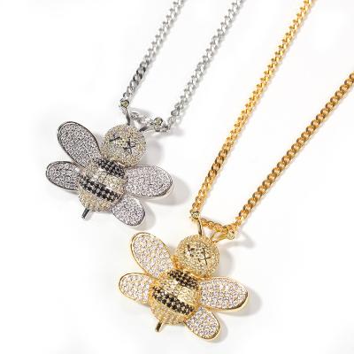 China CLASSIC Zircon Bee Pendant Cuban Hip Hop Chain Personalized Jewelry Custom Mens Necklace Pendants for sale