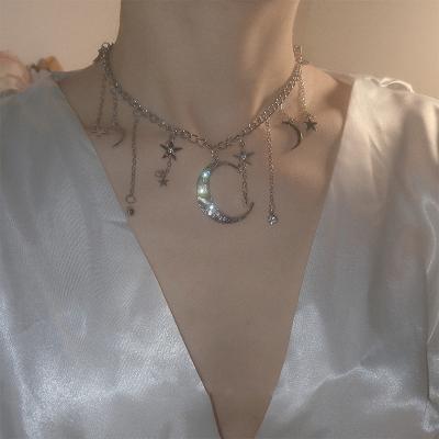 China New Romantic Clavicle Pendant Chain Tassel Chain Moon Star Fashion Personality Choker Necklace for sale