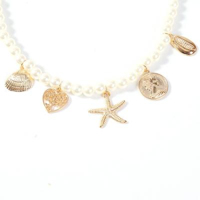 China FASHIONABLE Pearl Starfish Bohemia Superstarer Shell Human Head Pearl Necklace Women for sale