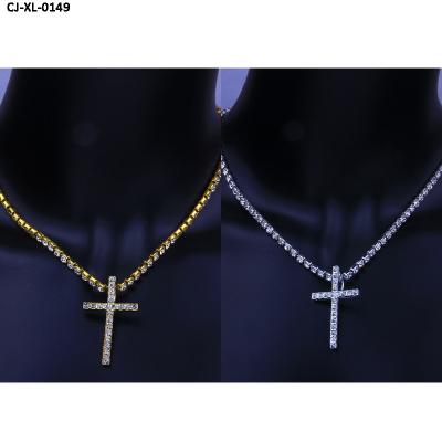 China New 2021 hot sale fashion romantic diamond crystal cross necklace for men and women for sale