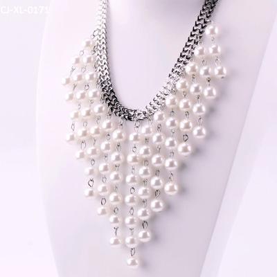 China Fashion Romantic Multilayer Tassel Pearl Necklace Exaggerated Clavicle Chain Sweater Chain Women for sale