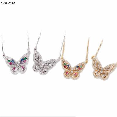 China Superstarer Fashion Temperament Romantic Zircon Gold Plated Pendant Necklace Female Hollow Butterfly Necklace for sale