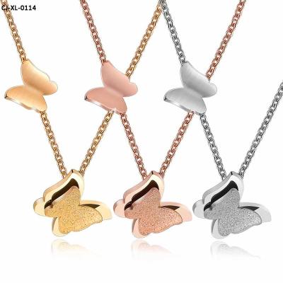 China Superstarer New Product Fashion Women Stainless Steel Link Chain Butterfly Necklace Romantic Cuban Wholesale for sale