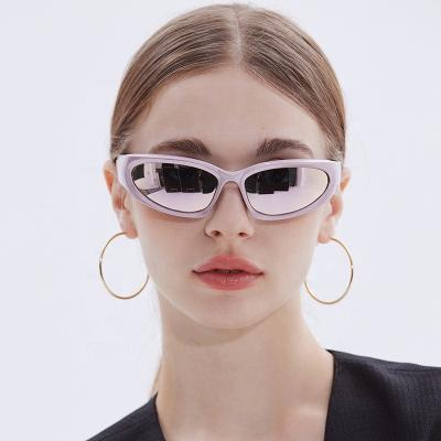 China Sports Sunglasses New Fashion One Piece Frame Y2K Eyeglasses Polarized Pink Silver Cycling UV400 Eyewear Sports for Women Men Sunglasses for sale