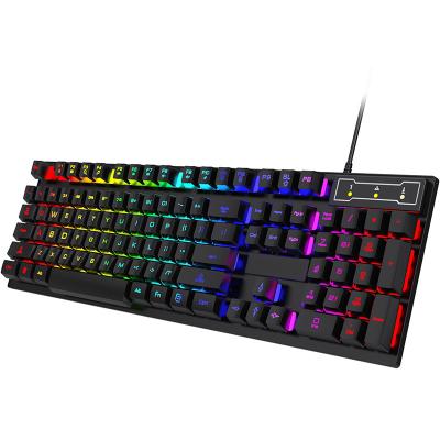 China Mechanical Rainbow Luminous Gaming Keyboard Wired Computer Luminous Mac Manipulator Cool Floating Game Keyboard Suitable for sale