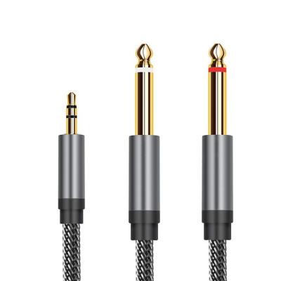 China New Arrival Car Stereo Dual Head 3.5mm Jack Audio Cable For Smart Male 6.35mm Mobile Phone for sale