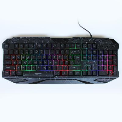 China Wholesale Plug & Play ABS Material Reasonable Price Multimedia Computer Gaming Black Wired Keyboard With 3 Colors Mix Light for sale