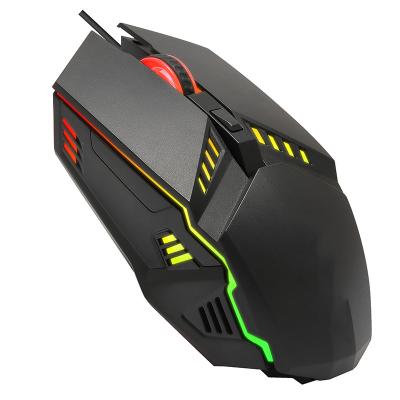 China Game Wired Game Mechanical Gaming Mouse RGB Luminous Gaming Six Button Mechanical Wired Mice for sale