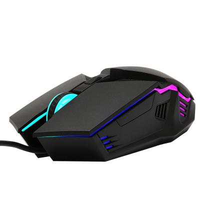 China Game Wired Game Mechanical Gaming Mouse RGB Luminous Gaming Six Button Mechanical Wired Mice for sale