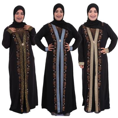 China Lady Black Islamic Robe Hijab Rhinestone Prayer Robe Arabic High Quality Women Soft/Breathable/Skin-Friendly Printed Robe Muslims for sale