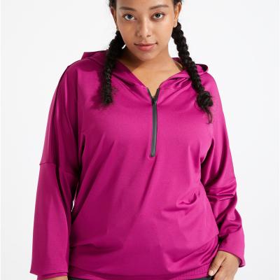 China Breathable Women Half Zip Up Loose Running Shirts Ladies Plus Size Activewear Fitness Gym Wear Long Plus Size Running Shirts For Women for sale