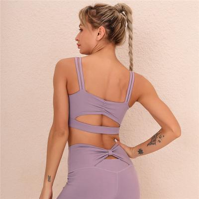 China Sexy Breathable U Neck Yoga Bra Women Beauty Back Hollow Out Bra Sports Wear Lady Breathable Yoga Bra Sports 2021New Wholesale for sale