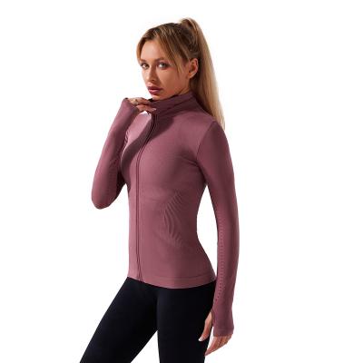 China High Quality Sportswear New Breathable Sports Jacket Women High Elastic Slim Women Thumb Hole Yoga Slim Fitted Jacket For Running for sale