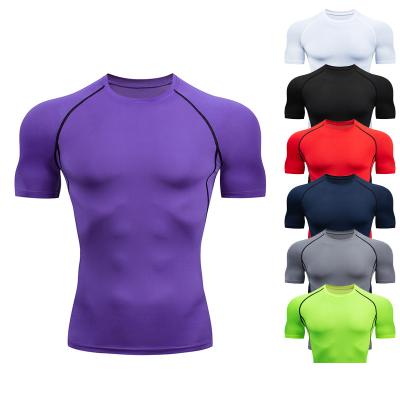 China Wholesale High Quality Breathable Sports Use Casual Shirts Wholesale Workout Tee Shirts Men Tight Breathable Gym T Shirts for sale