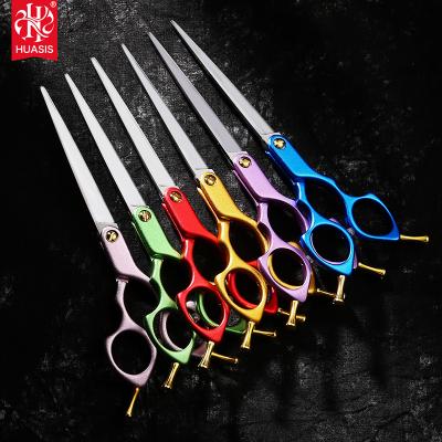 China FT09-60Z Durable Professional 6inch Pet Hair Cutting Scissors with Colored Aluminum Handle and Japan 440C Straight Blade for sale