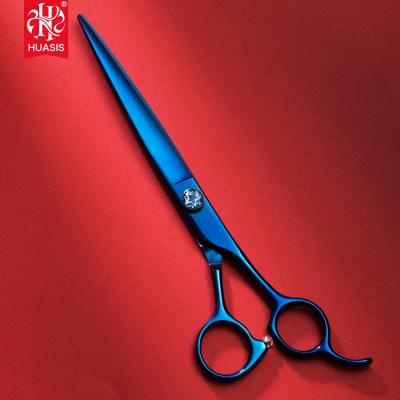 China Viable Large Size 7.5inch Coating Dog Scissors Diamond Screw Blue Titanium Pet Grooming Scissors AR-75LZ for sale