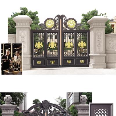 China Anti-theft Aluminum Community Sliding Door Yard Village Art Gate Metal Security Open Door Courtyard Villa Door for sale