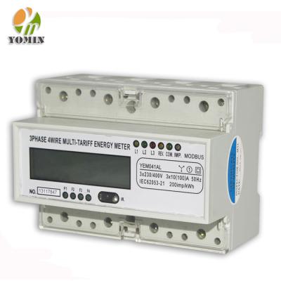 China Multifunctional PC Din Three Phase Rail LCD Electric Current Monitor Multi Rate Energy Meter (Poly Carbonate) with modbus rs485 for sale