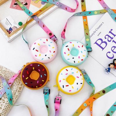 China New Design Women Waterproof Cute Rainbow Donut Children PU Leather Donut Purses and Handbags for Girls for sale