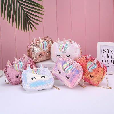 China Other Wholesale Hot Selling Cheap Cute Girls Unicorn Sequins Cross - Body Bags Kids Invent Purse Handbags For Women for sale