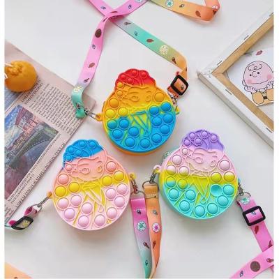 China High quality wholesale hot sale cute cartoon princess silicone children shoulder bag toy push noise it invent purse girls cross body bags handbags for sale