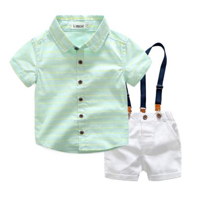 China GX691A High Fashion Summer Boys Suspender Party Clothing Sets 100% Cotton Kids Clothing for sale