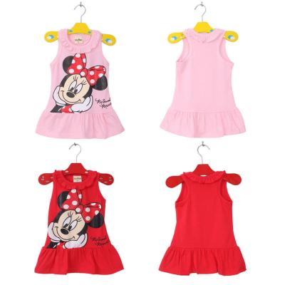 China Summer 0-6years Fashion Baby Breathable Cotton Mickey Pattern Girl Dress 2colors In Stock for sale