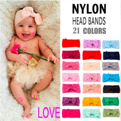 China Solid color hair bands hot sale new fashion nylon 21 colors baby European and American hair band bowknot headband children's headdress for sale