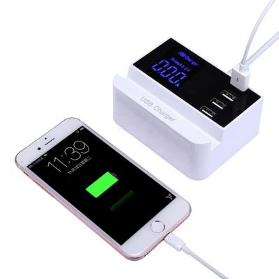 China Wall Fast Multiple USB Station Mobile Phone Tablet MP3 GPS QC3.0 Charging Charger Hub 4 Port Desktop With LED Display Power Adapter for sale