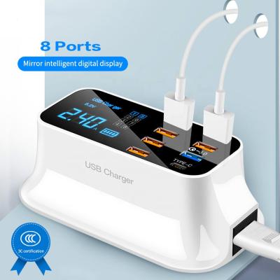 China Mobile Phone Tablet MP3 GPS 8 Ports 40W PD 3.0 5V 8A Power Plug Charger Adapter Multiple Smart USB Hub Fast Charging for sale