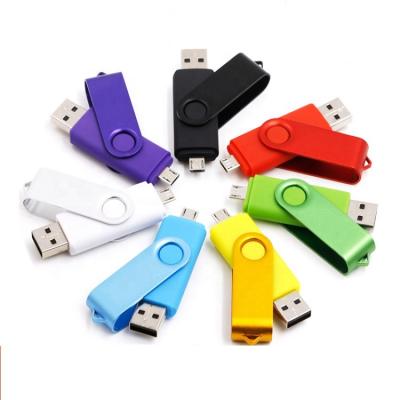 China 2.0 Plastic Micro Swivel OTG USB Flash Drive 8GB 16GB 32GB 64GB Dual USB Pen Drive For Android And PC for sale