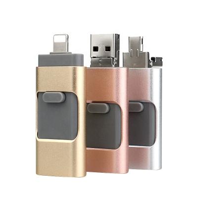 China Metal 3 in 1 OTG Memoria Stick Pendrive 4 8 16 32 64 128 Gb For Android Mobile Phone for sale