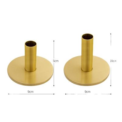 China Home Decoration Hot Selling Satin Brass Candle Holder For Wedding Decoration for sale