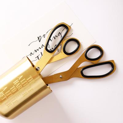 China Gold Stainless Steel+Plastic BECORA Scissors Work Fabric Paper Cutting Machine Craft Scissors Shear Home Office Scissors Cutter for sale