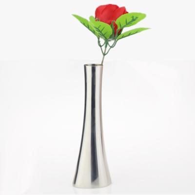 China Modern Stainless Steel Small Bud Vase Round Mouth Desktop Flower Vase, Modern Vase for Home and Office Decoration for sale