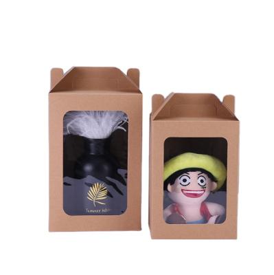 China Recycled Custom Brown Kraft Materials Eco - Friendly Paper With PVC Window Doll Packing Box for sale