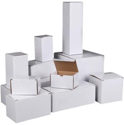 China Recycled Materials Fabricate Custom Logo White Rectangular Blank Corrugated Packing Box for sale