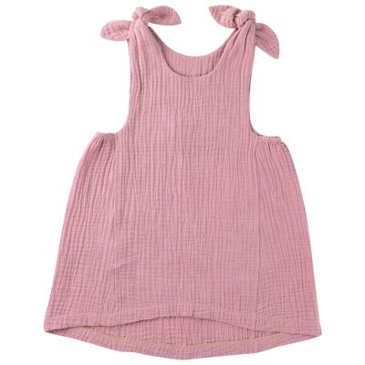 China Wholesale Summer Sun Flower Rose Flower Design Plain Cotton Breathable Bamboo Muslin Baby Dress for sale