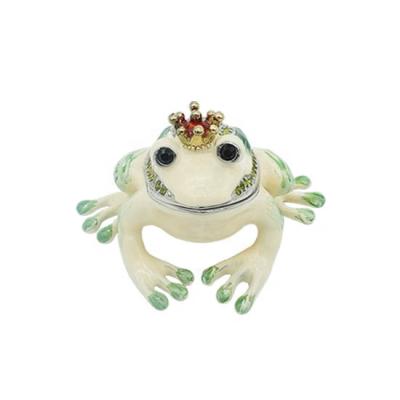 China Box for Prince Frog Jewelry Trinket Tiny Hand Painted Jewelry Box with Small Crystals Wedding Gift Keepsake Glitter Collection for sale