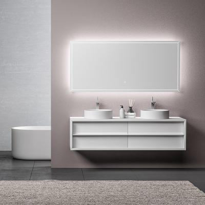 China Modern Luxury 60 Inch Double Sink Basin Bathroom Vanity Cabinet Home Central Bathroom Cabinet Set for sale