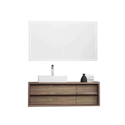 China 2021 Hot Sale Modern Natural White Oak Bathroom Storage Cabinet Drawer Vanity With Led Mirror for sale