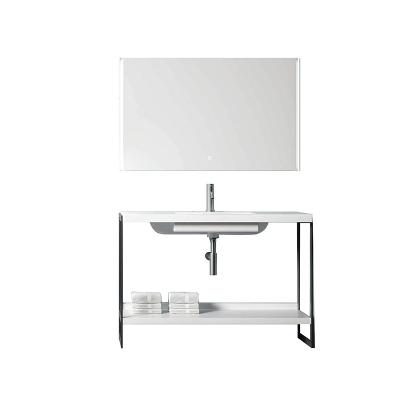 China Modern Steel Construction Freestanding Bathroom Vanity With Sink / Mirror for sale