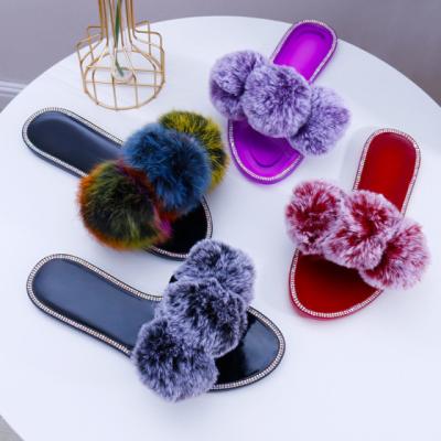 China CUSHIONING 2021 new four seasons shape slippers around the head office women's rabbit head women's slippers flat-bottomed hair lovers for sale