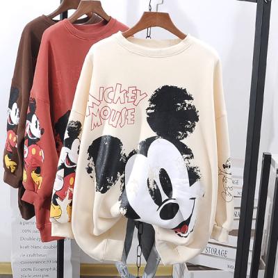 China Korea's new viable 2021 autumn the new Mickey cartoon winter neck loose print women's round sweater for sale