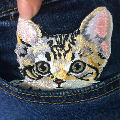 China Cheap price fashion embriodery patch for clothes foreign trade japan pocket label embroidery stickers trademark apparel cat fabric stickers spot customization wholesale for sale